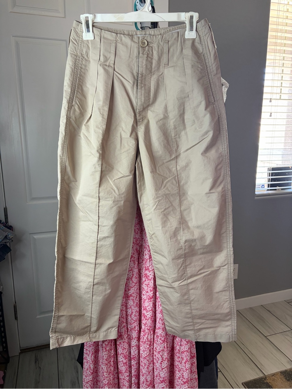 Topshop Neutral Beige Wide-Leg High-Rise Trousers